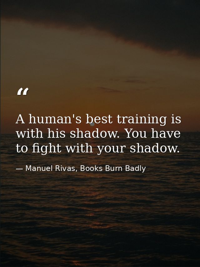 A human's best training is with his shadow. You have to fight with your shadow. — Manuel Rivas, Books Burn Badly