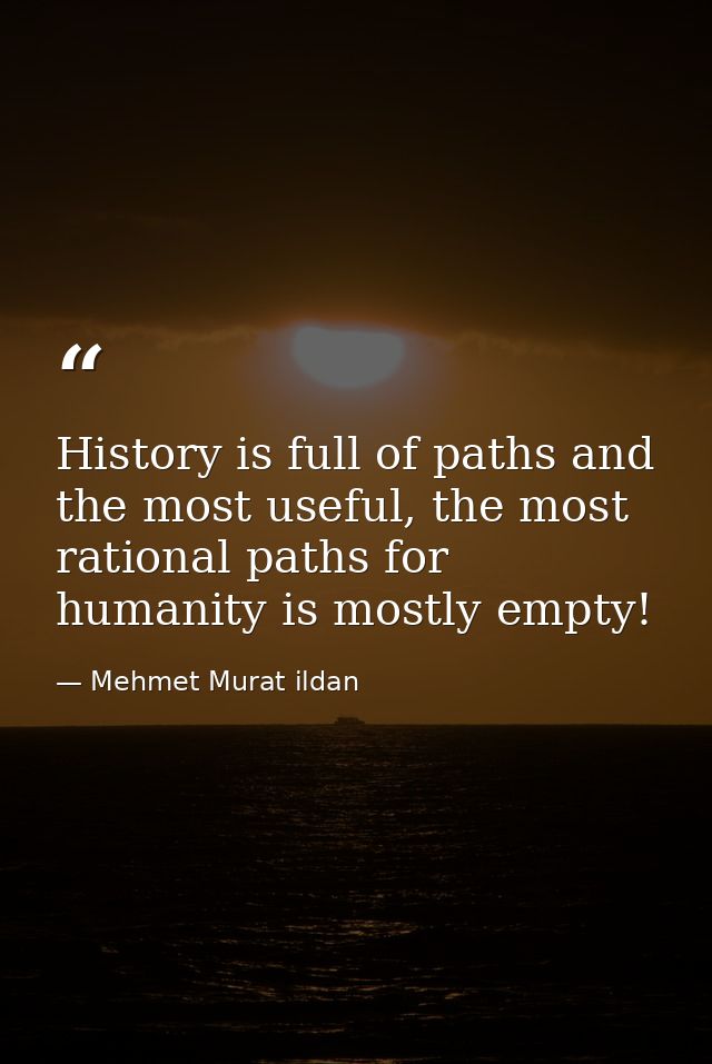 History is full of paths and the most useful, the most rational paths for humanity is mostly empty! — Mehmet Murat ildan