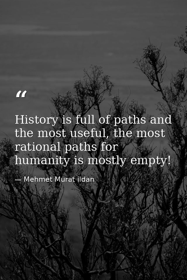 History is full of paths and the most useful, the most rational paths for humanity is mostly empty! — Mehmet Murat ildan