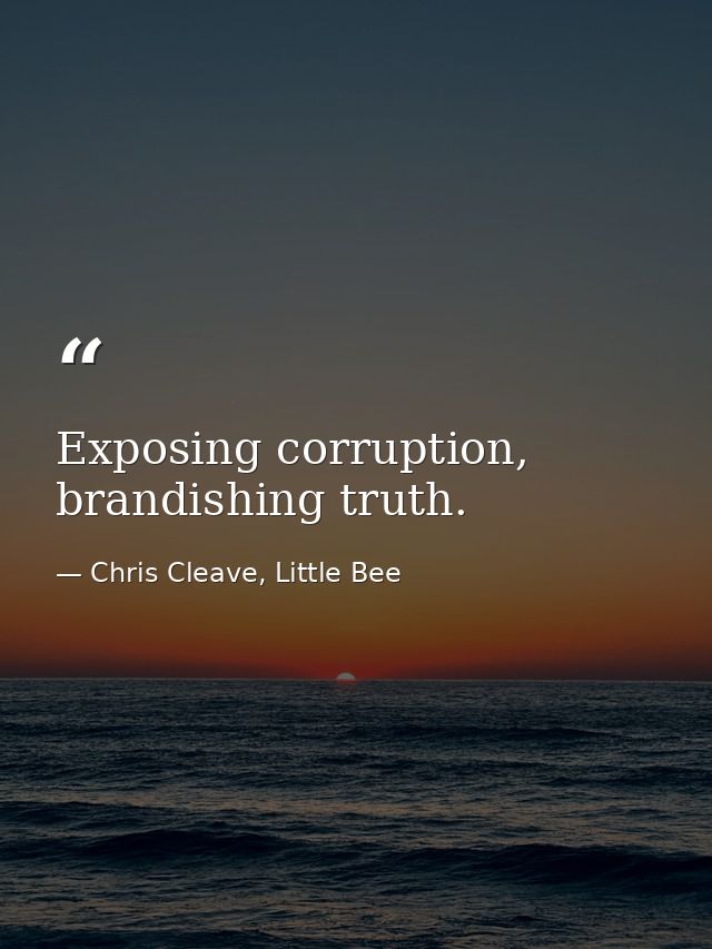 Exposing corruption, brandishing truth. — Chris Cleave, Little Bee