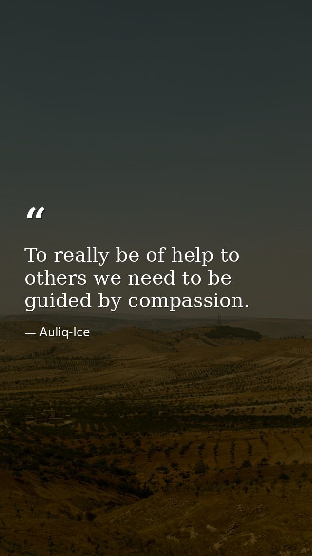 To really be of help to others we need to be guided by compassion. — Auliq-Ice