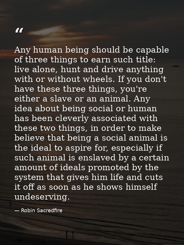 Any human being should be capable of three things to earn such title: live alone, hunt and drive anything with or withou — Robin Sacredfire