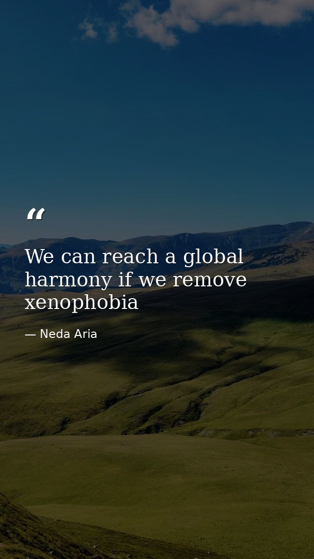 We can reach a global harmony if we remove xenophobia — Neda Aria