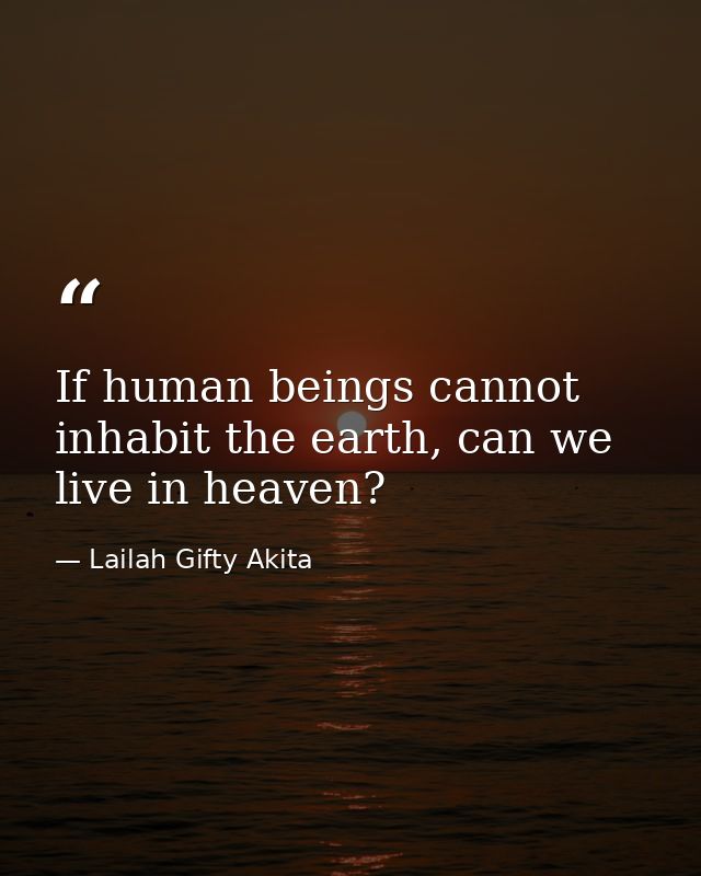 If human beings cannot inhabit the earth, can we live in heaven? — Lailah Gifty Akita
