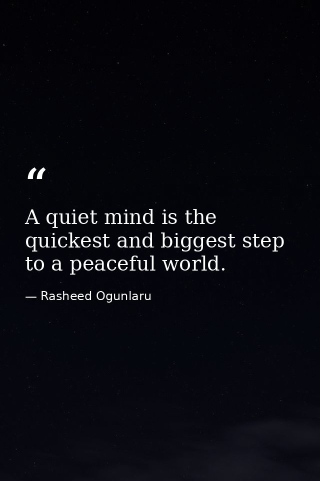 A quiet mind is the quickest and biggest step to a peaceful world. — Rasheed Ogunlaru