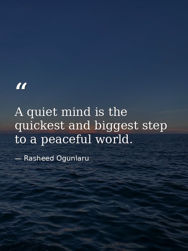 A quiet mind is the quickest and biggest step to a peaceful world. — Rasheed Ogunlaru