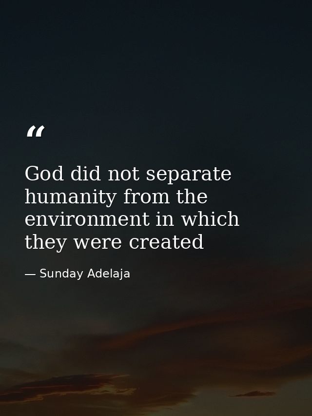 God did not separate humanity from the environment in which they were created — Sunday Adelaja