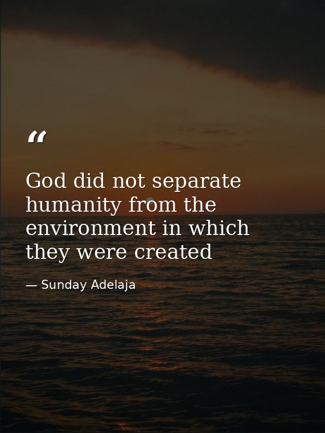God did not separate humanity from the environment in which they were created — Sunday Adelaja