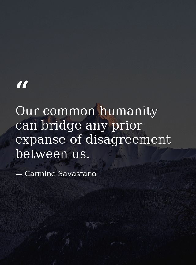 Our common humanity can bridge any prior expanse of disagreement between us. — Carmine Savastano