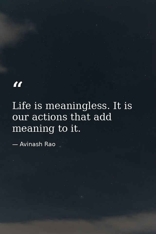 Life is meaningless. It is our actions that add meaning to it. — Avinash Rao