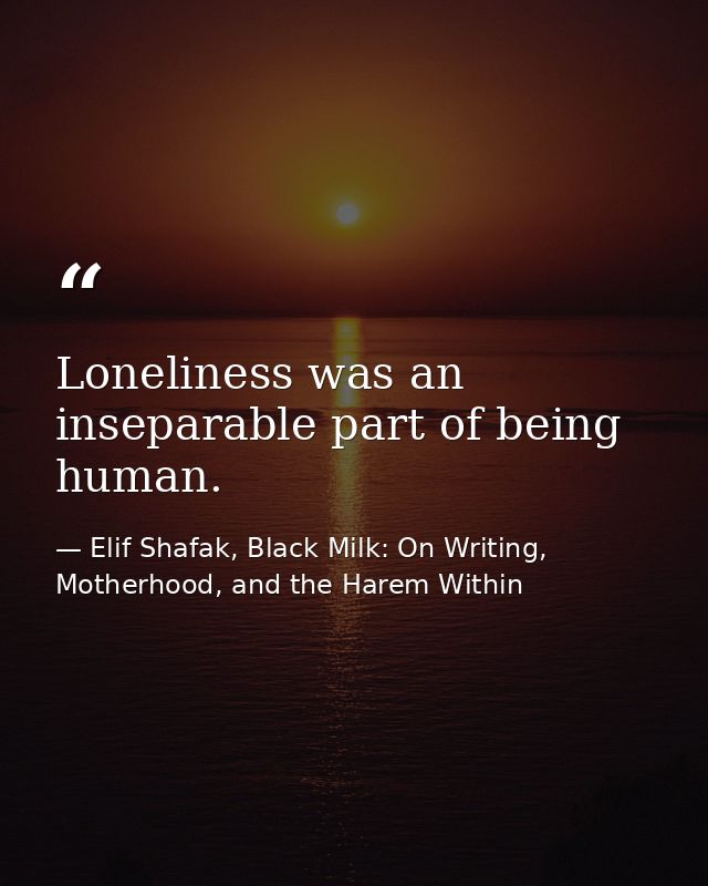 Loneliness was an inseparable part of being human. — Elif Shafak, Black Milk: On Writing, Motherhood, and the Harem Within
