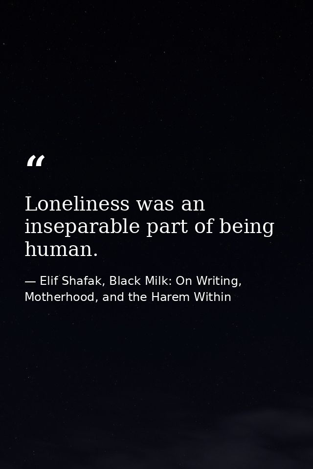 Loneliness was an inseparable part of being human. — Elif Shafak, Black Milk: On Writing, Motherhood, and the Harem Within