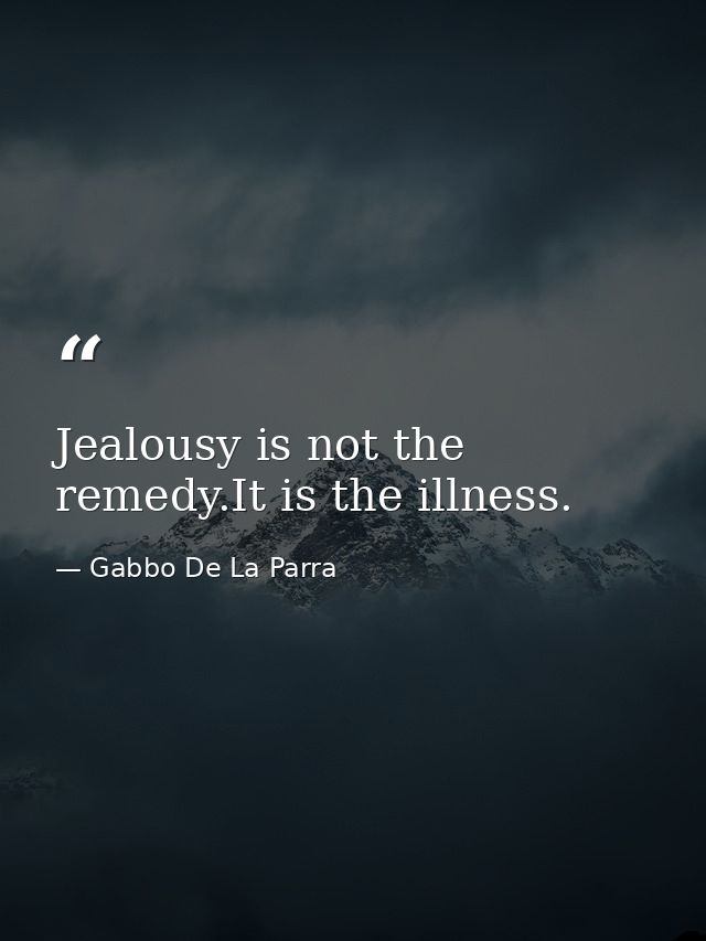 Jealousy is not the remedy.It is the illness. — Gabbo De La Parra
