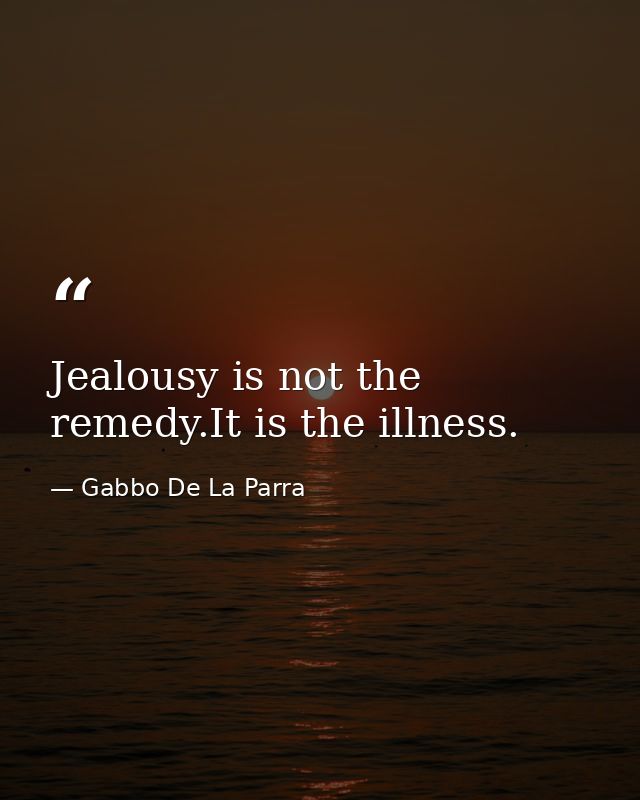 Jealousy is not the remedy.It is the illness. — Gabbo De La Parra