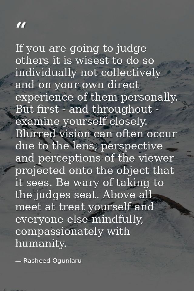 If you are going to judge others it is wisest to do so individually not collectively and on your own direct experience o — Rasheed Ogunlaru