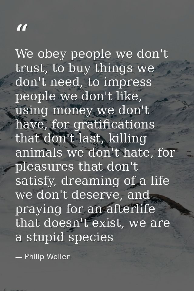 We obey people we don't trust, to buy things we don't need, to impress people we don't like, using money we don't have,  — Philip Wollen