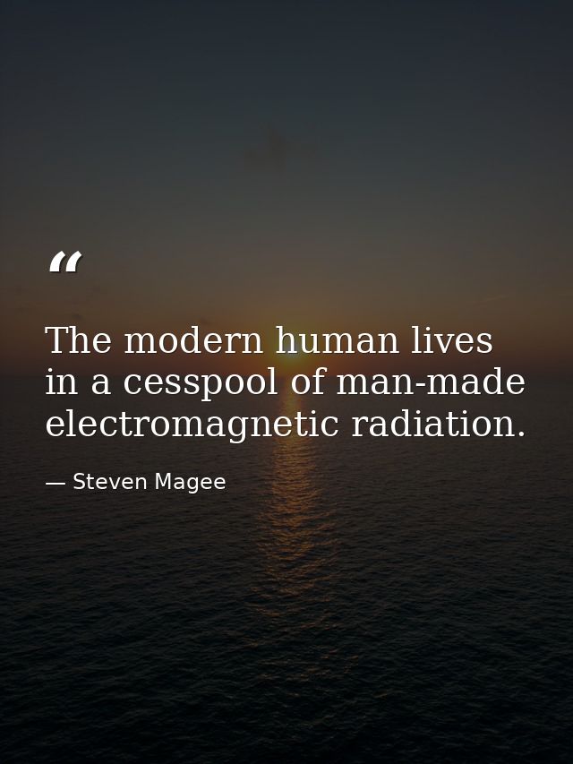 The modern human lives in a cesspool of man-made electromagnetic radiation. — Steven Magee
