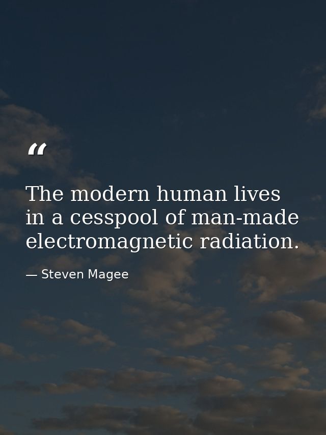 The modern human lives in a cesspool of man-made electromagnetic radiation. — Steven Magee