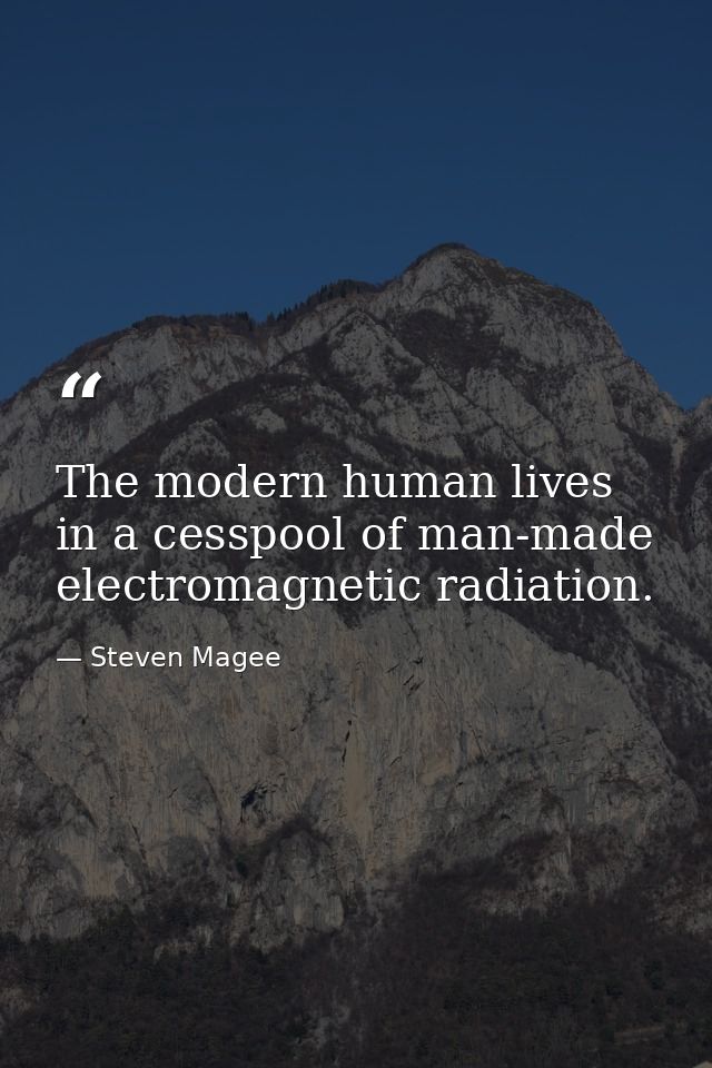 The modern human lives in a cesspool of man-made electromagnetic radiation. — Steven Magee