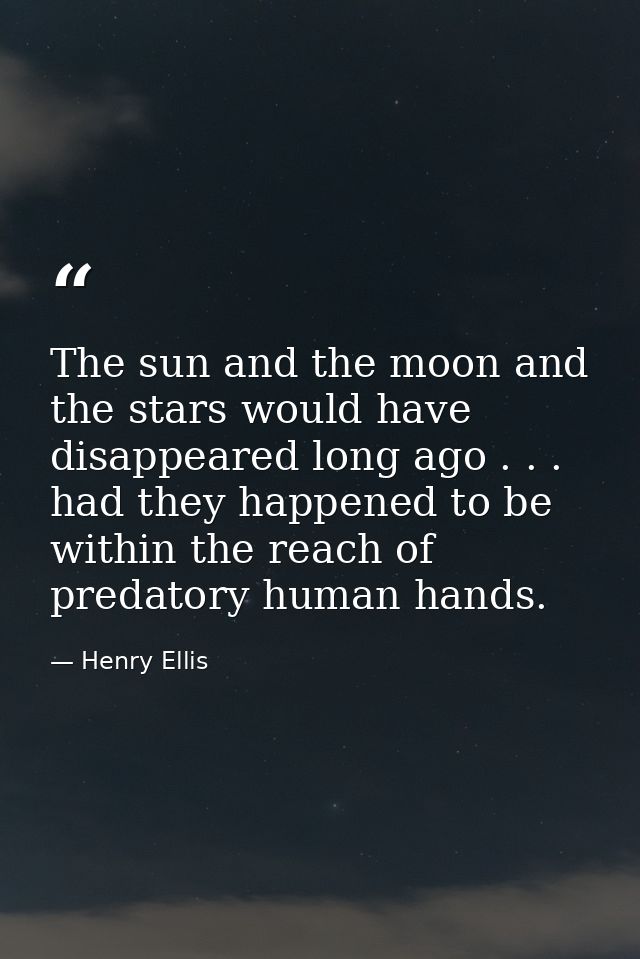 The sun and the moon and the stars would have disappeared long ago . . . had they happened to be within the reach of pre — Henry Ellis