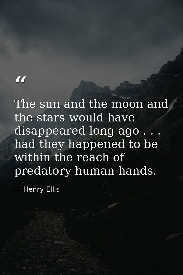 The sun and the moon and the stars would have disappeared long ago . . . had they happened to be within the reach of pre — Henry Ellis