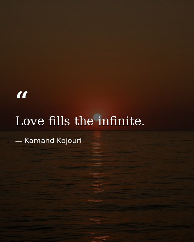 Love fills the infinite. — Kamand Kojouri
