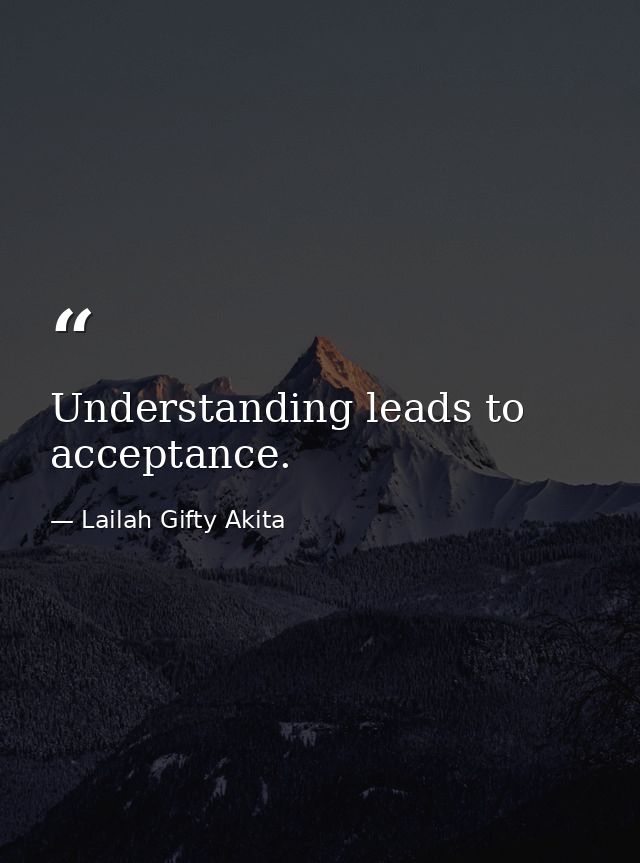 Understanding leads to acceptance. — Lailah Gifty Akita