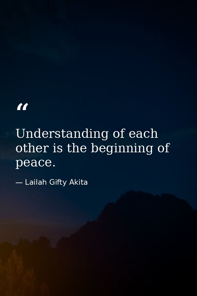 Understanding of each other is the beginning of peace. — Lailah Gifty Akita