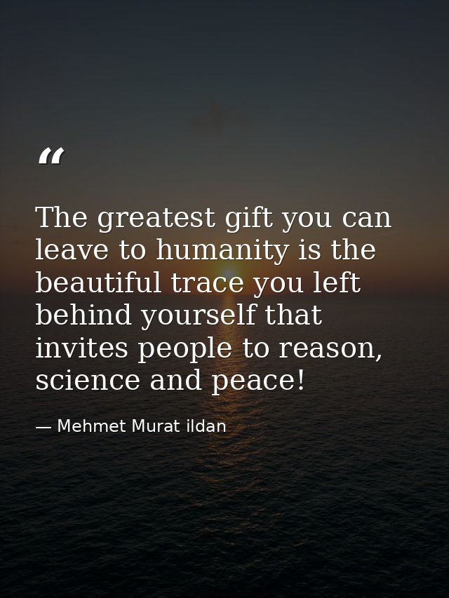 The greatest gift you can leave to humanity is the beautiful trace you left behind yourself that invites people to reaso — Mehmet Murat ildan