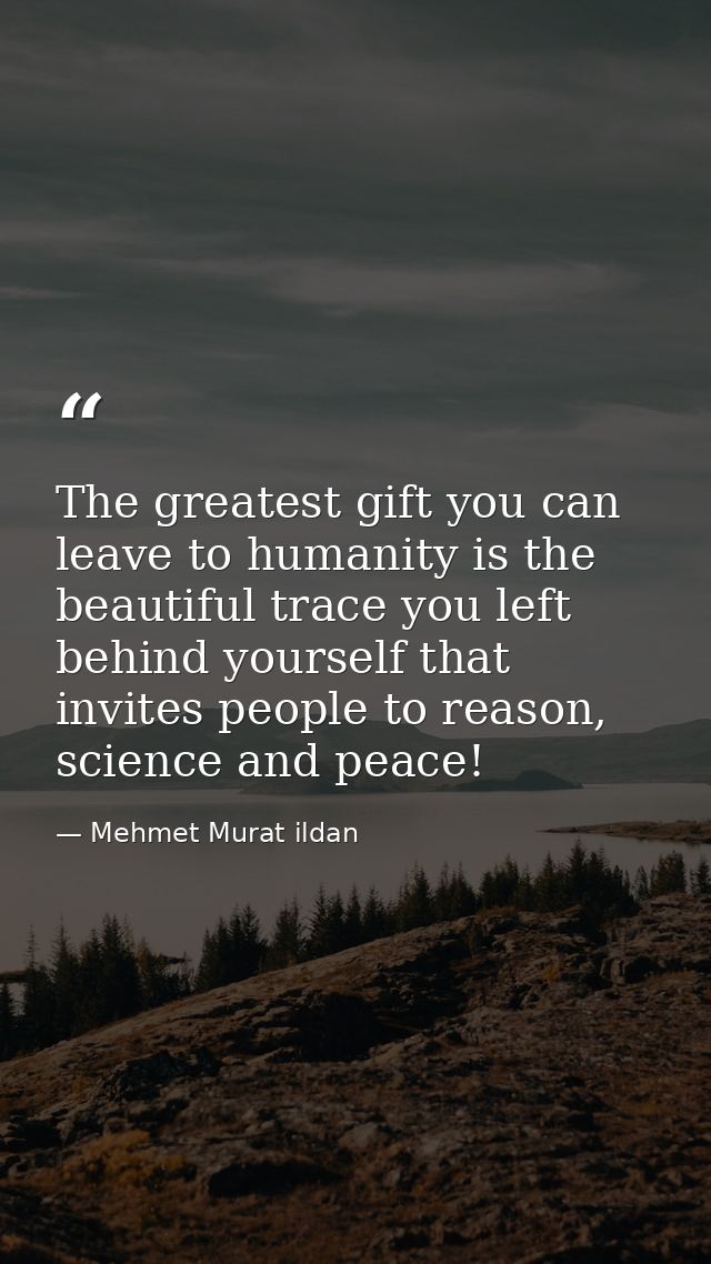 The greatest gift you can leave to humanity is the beautiful trace you left behind yourself that invites people to reaso — Mehmet Murat ildan