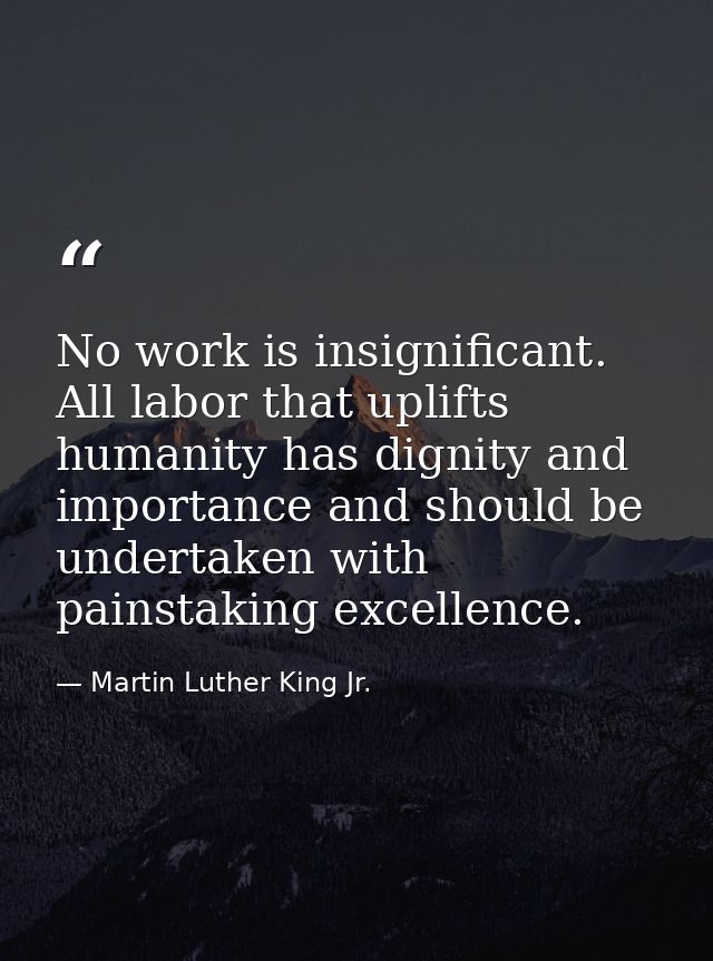 No work is insignificant. All labor that uplifts humanity has dignity and importance and should be undertaken with pains — Martin Luther King Jr.