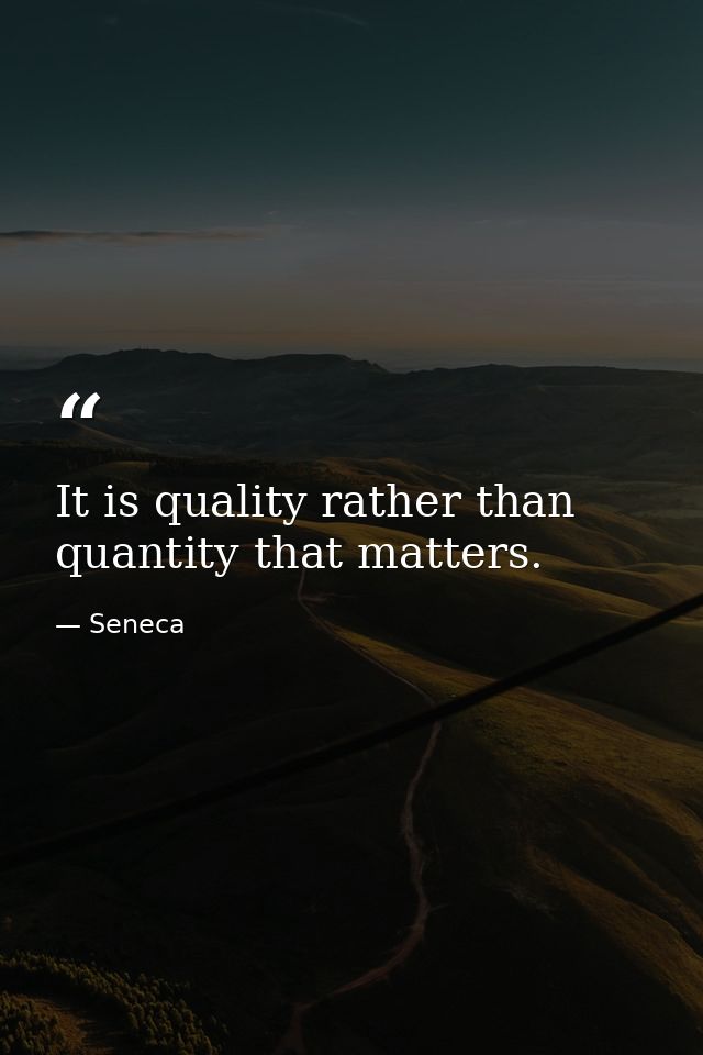 It is quality rather than quantity that matters. — Seneca