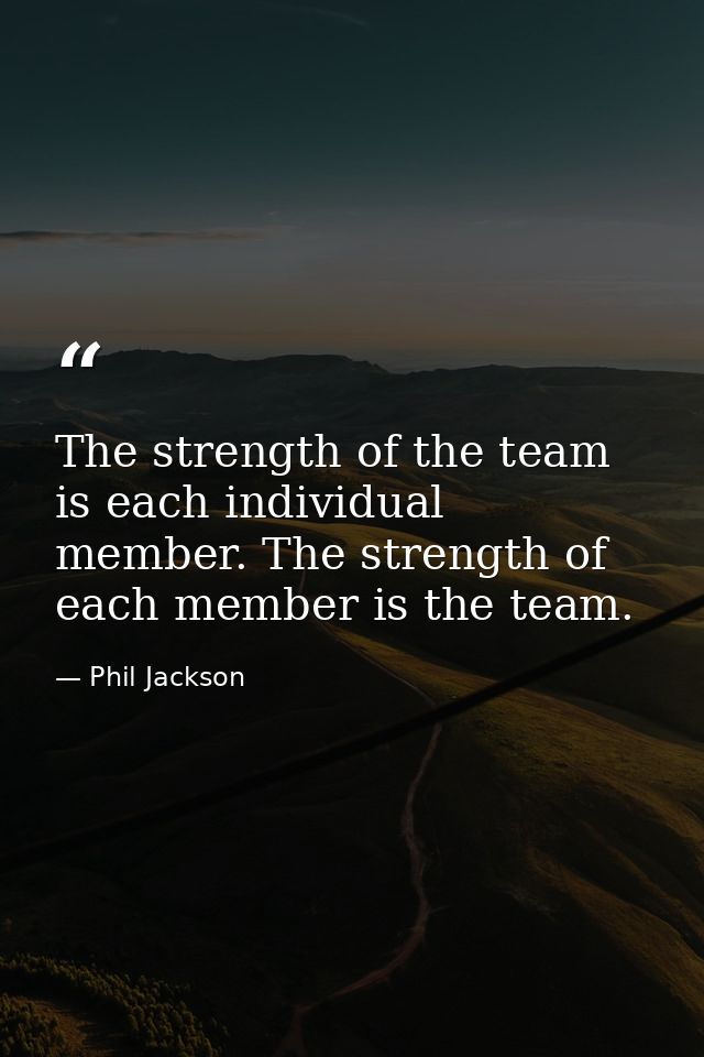 The strength of the team is each individual member. The strength of each member is the team. — Phil Jackson