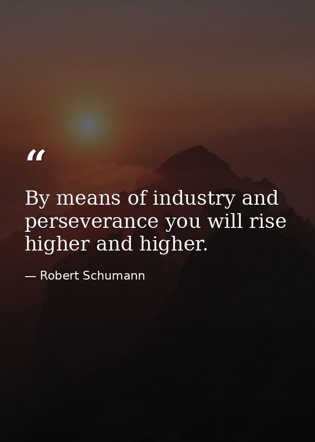 By means of industry and perseverance you will rise higher and higher. — Robert Schumann