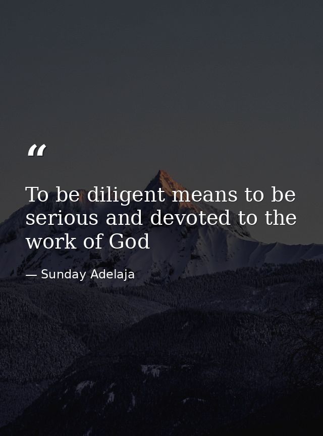 To be diligent means to be serious and devoted to the work of God — Sunday Adelaja