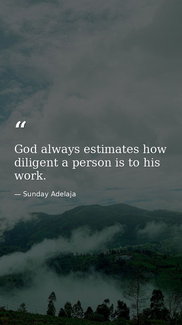 God always estimates how diligent a person is to his work. — Sunday Adelaja
