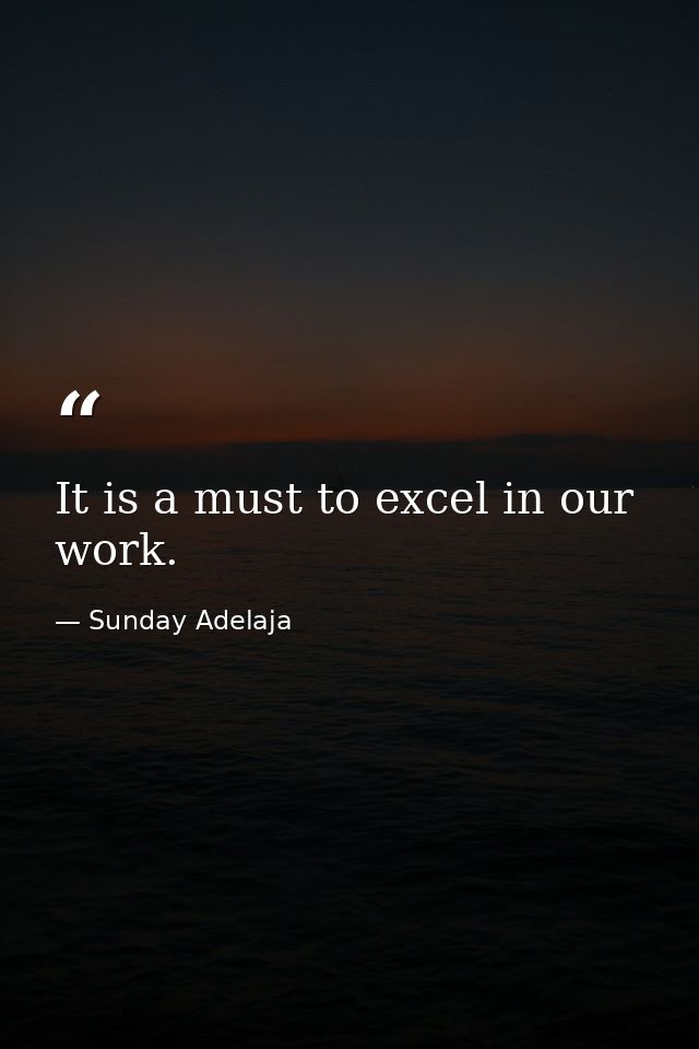 It is a must to excel in our work. — Sunday Adelaja