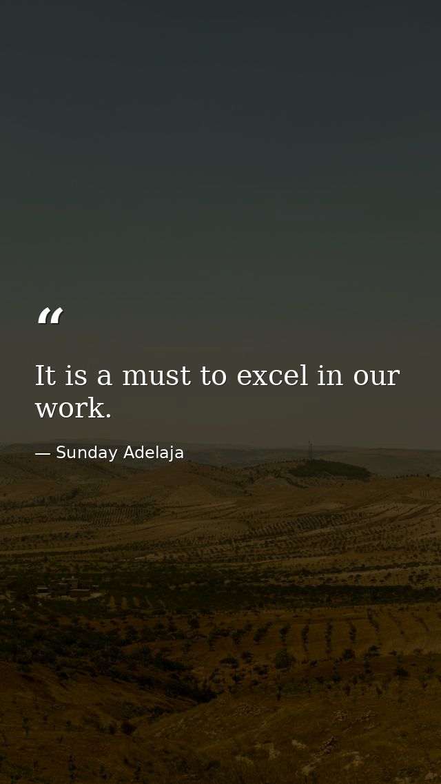 It is a must to excel in our work. — Sunday Adelaja