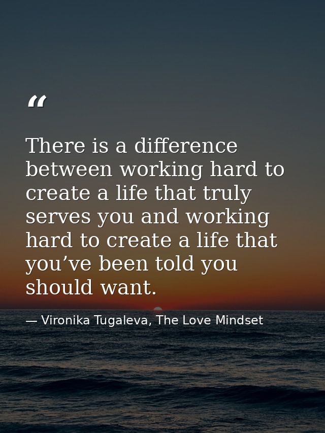 There is a difference between working hard to create a life that truly serves you and working hard to create a life that — Vironika Tugaleva, The Love Mindset