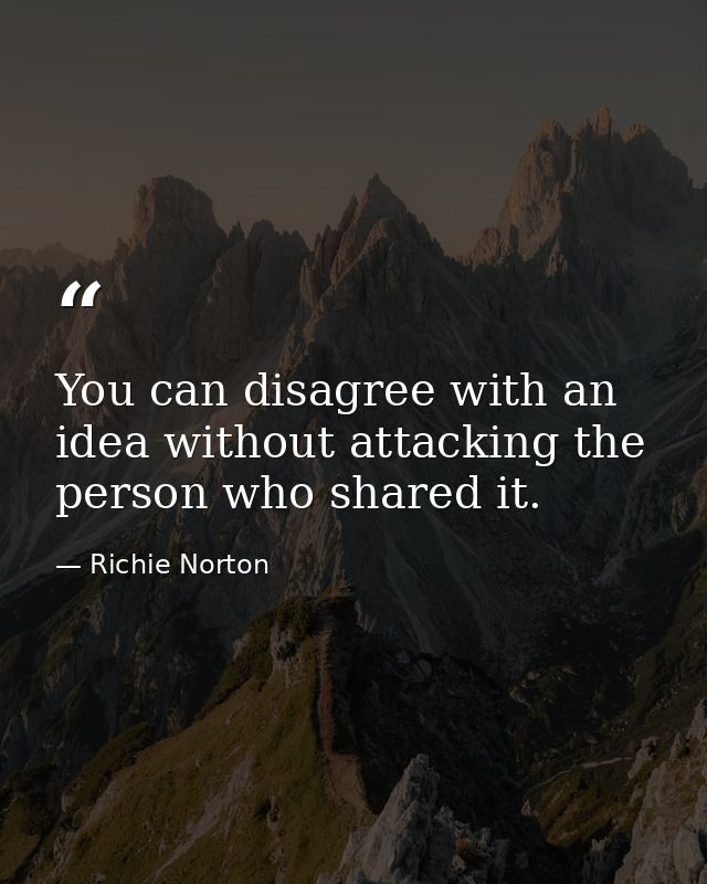 You can disagree with an idea without attacking the person who shared it. — Richie Norton