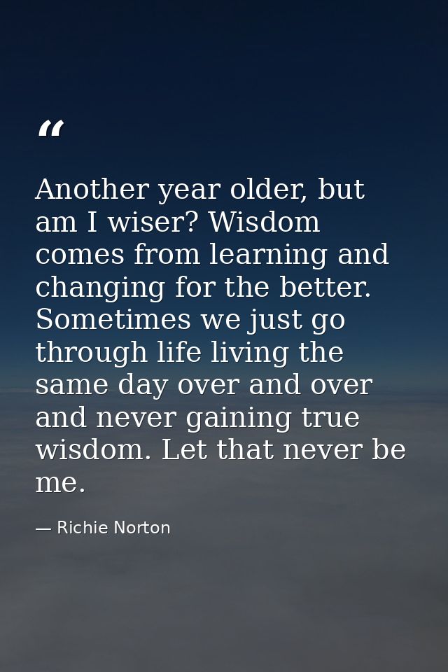 Another year older, but am I wiser? Wisdom comes from learning and changing for the better. Sometimes we just go through — Richie Norton