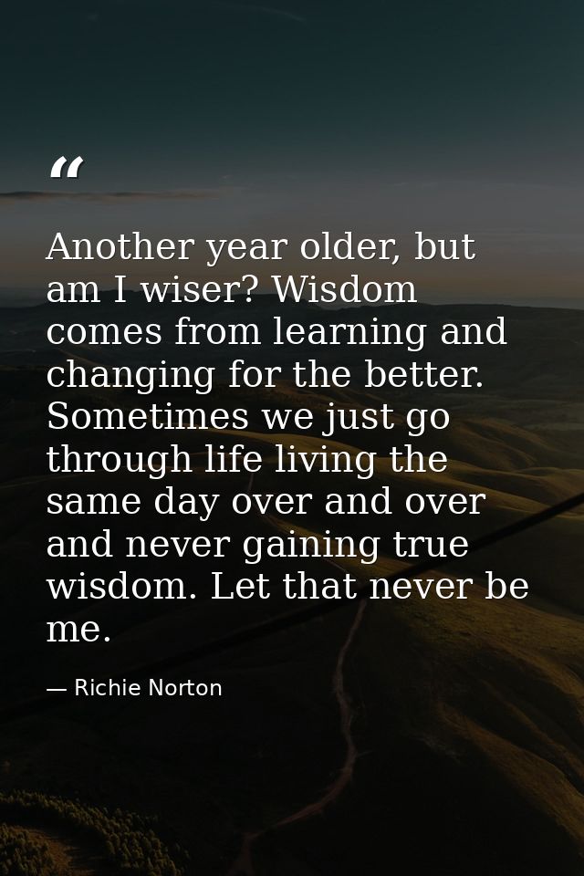 Another year older, but am I wiser? Wisdom comes from learning and changing for the better. Sometimes we just go through — Richie Norton