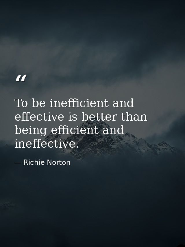 To be inefficient and effective is better than being efficient and ineffective. — Richie Norton