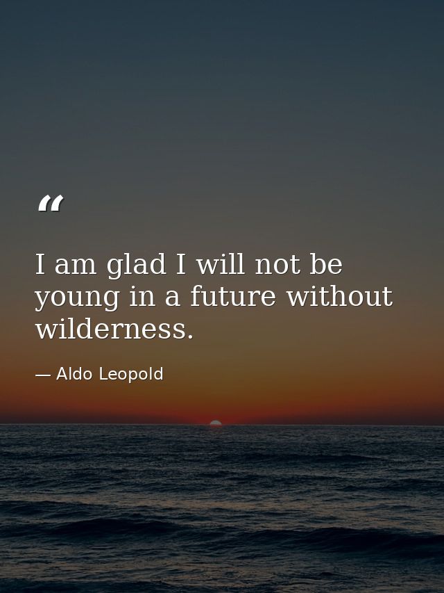 I am glad I will not be young in a future without wilderness. — Aldo Leopold