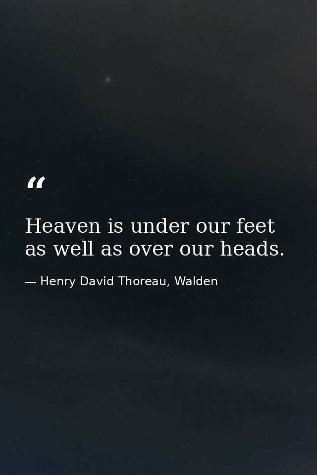 Heaven is under our feet as well as over our heads. — Henry David Thoreau, Walden