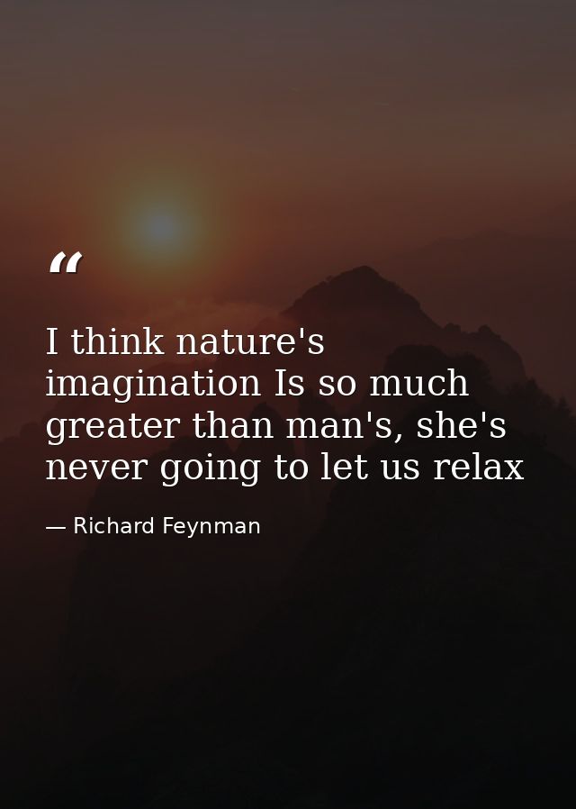 I think nature's imagination Is so much greater than man's, she's never going to let us relax — Richard Feynman