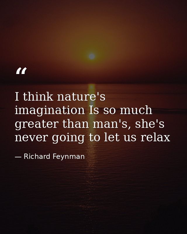 I think nature's imagination Is so much greater than man's, she's never going to let us relax — Richard Feynman