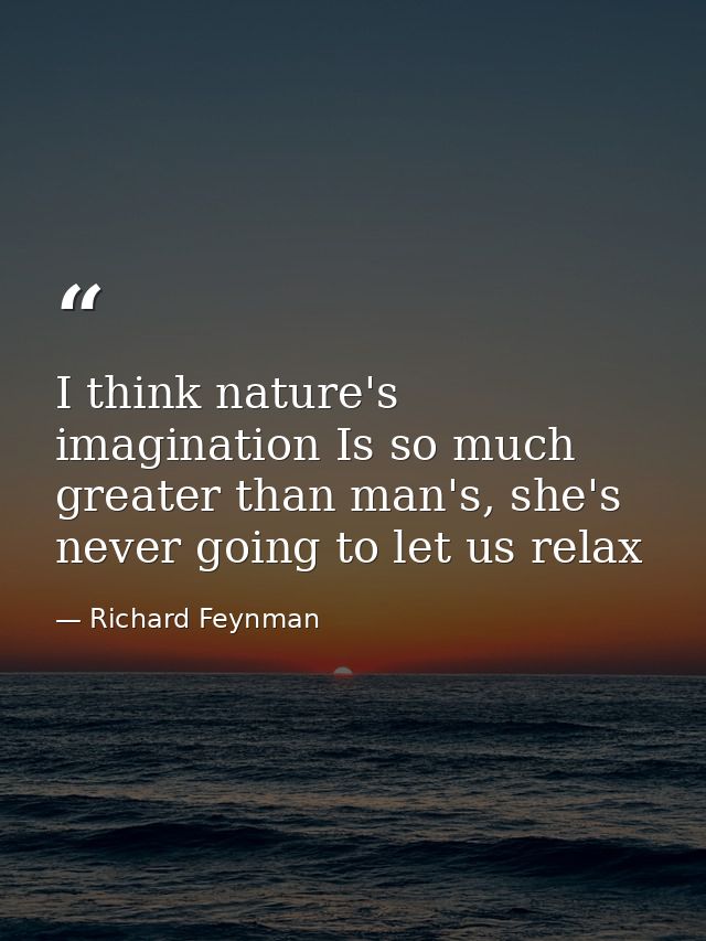I think nature's imagination Is so much greater than man's, she's never going to let us relax — Richard Feynman