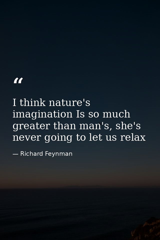 I think nature's imagination Is so much greater than man's, she's never going to let us relax — Richard Feynman