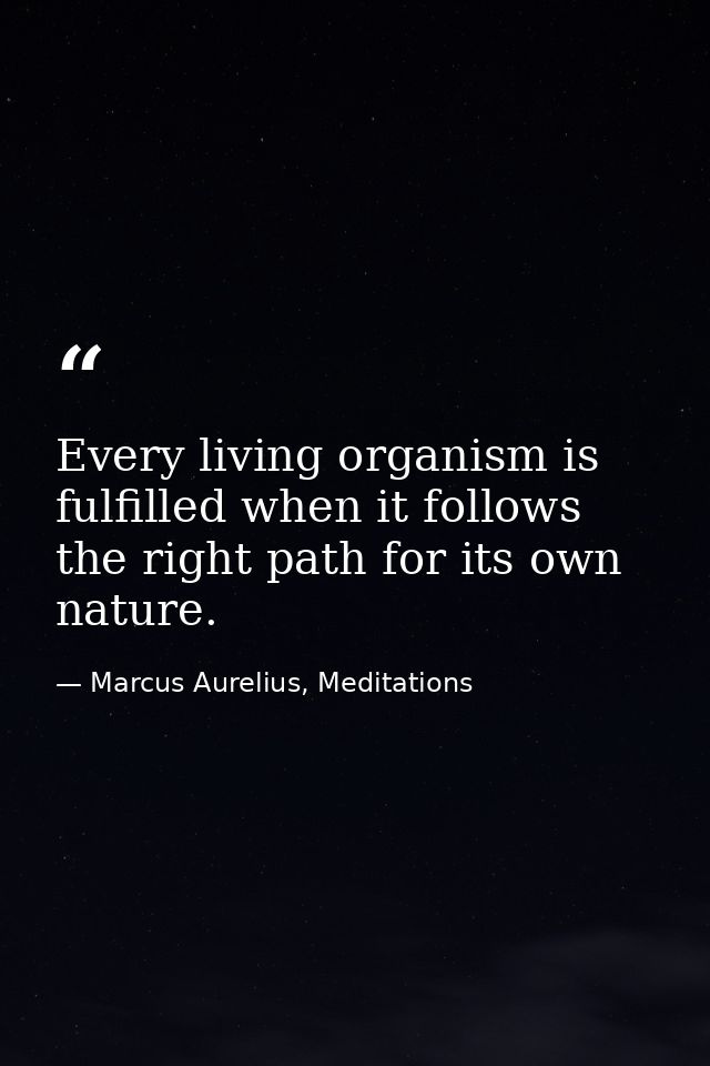 Every living organism is fulfilled when it follows the right path for its own nature. — Marcus Aurelius, Meditations